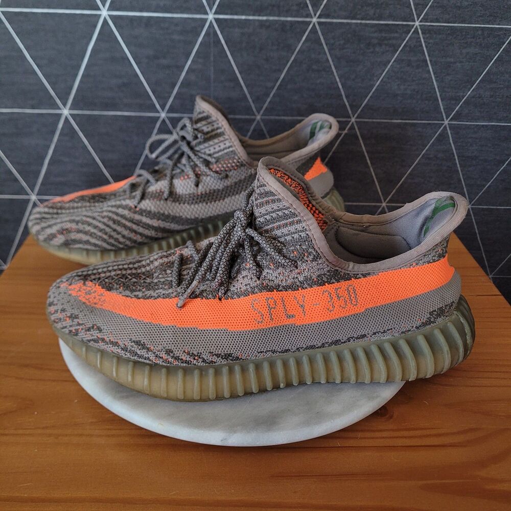 Adidas Yeezy Boost SPLY 350 V2 Carbon Beluga Reflective Orange Gray Sz 11.5